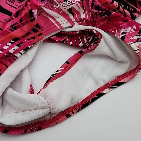 Speedo Women's One Piece Hot Pink Tropical Print Swimsuit Size 8 - Picture 10 of 14